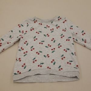 H&M cherry oatmeal grey long sweatshirt 4-6